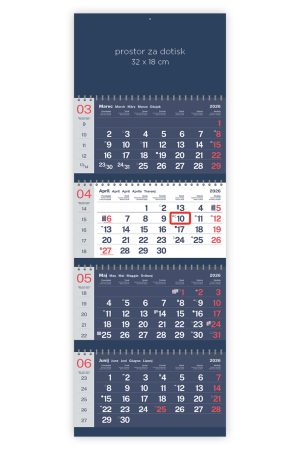 Štiridelni barvni kalendar s spiralo