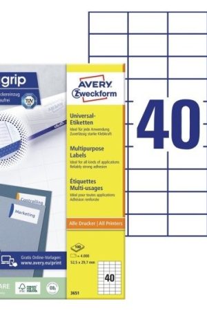 ETIKETE ZWECKFORM 3651 52,5x29,7mm
