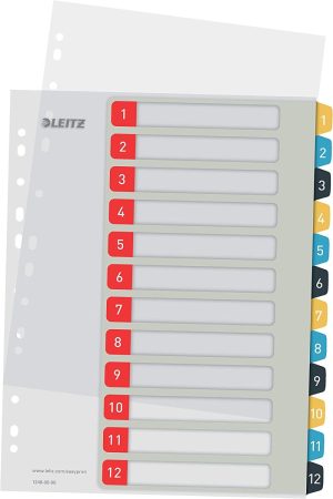 PREGRADNI KARTON A4 Z ŠTEVILKAMI 1-12 PRINTABLE BARVNI LEITZ COSY