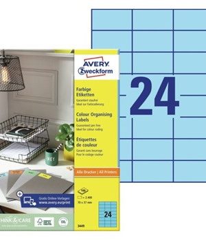 ETIKETE ZWECKFORM 3449 70x37mm MODRE BARVE