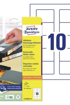 ETIKETE ZWECKFORM L4738 1/25 70X50,8mm ZA MEDIJE
