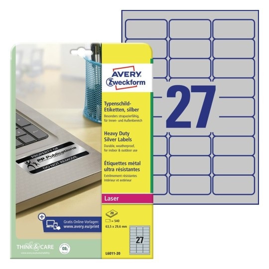 ETIKETE ZWECKFORM L6011 SREBRNA BARVA
