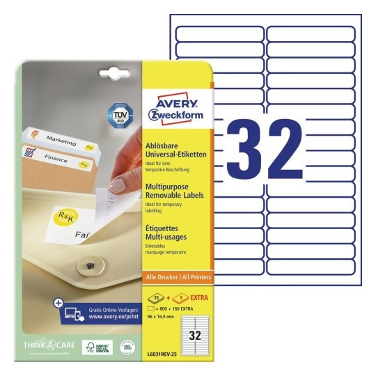 ETIKETE ZWECKFORM L6031REV 96x16,9mm 1/25