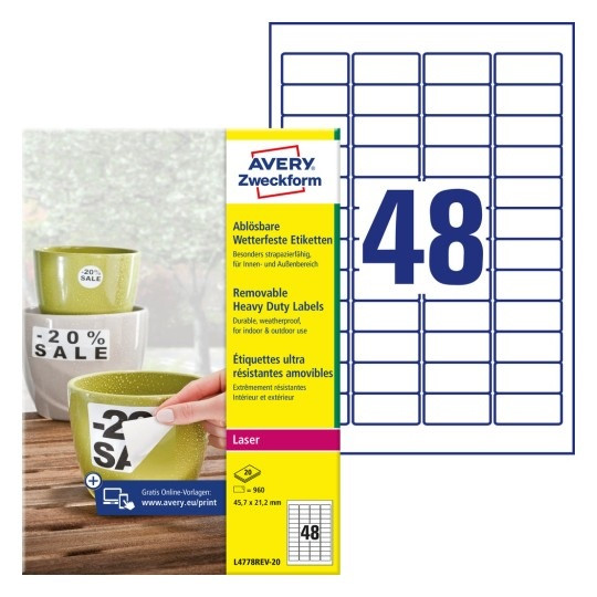 ETIKETE ZWECKFORM L4778REV-20 45,7x21,2 1/20