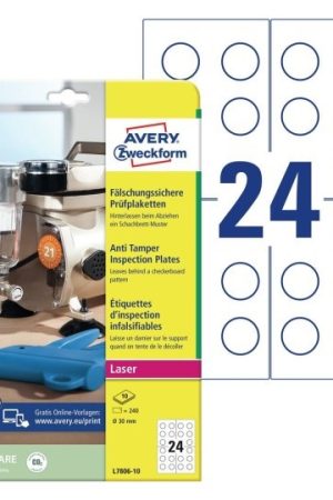 ETIKETE ZWECKFORM KONTROLNE ANTI TAMPER FI 30 L7806