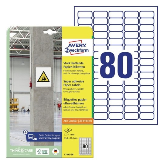 ETIKETE ZWECKFORM L7872-20 35,6x16,9mm
