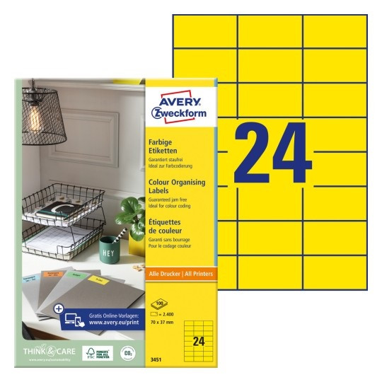 ETIKETE ZWECKFORM 3451 70x37 RUMENE 1/10
