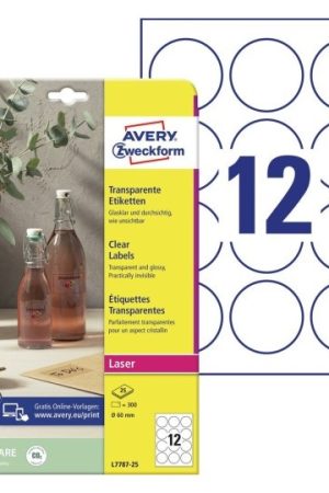 ETIKETE AVERY ZWECKFORM L7787-25 FI60 mm SVETLEČE TRANSPARENTNE