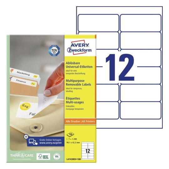 ETIKETE ZWECKFORM L4743REV 99,1x42,3mm