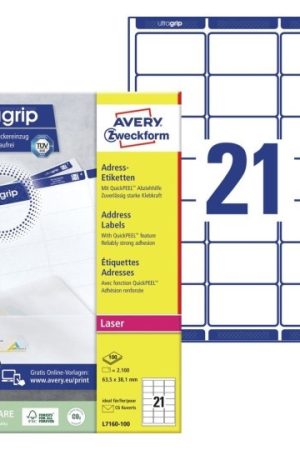 ETIKETE ZWECKFORM L7160 63,5x38,1mm 1/100